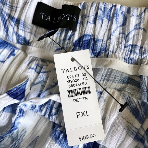 Talbots Straight Ankle Pull on Pants Ocean Flora Petite XL - Picture 7 of 10